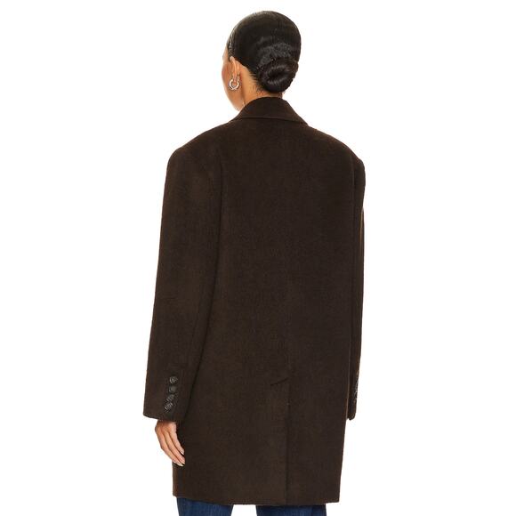 L'Academie Athena Coat Brown Button Front Oversized Collared Fuzzy Sz S - Picture 3 of 12